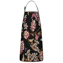Pioneer Flower Floral Print Pattern Apron-Garden Aprons for Women with Pockets-Cotton Linen Waterproof Kitchen Cooking Gardening Aprons Adjustable for Kitchen,Cooking,BBQ and Salon 33x27 Inch