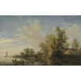 thumbnail image 3 of Jacob Salomonsz. van Ruysdael 24x16 Black Modern Framed Museum Art Print Titled - River Landscape (1644), 3 of 5