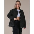 thumbnail image 2 of Unique Bargains Women's Casual Denim Jacket with Oversized Pockets XL Black, 2 of 7