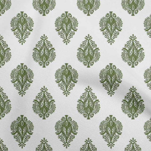 oneOone Georgette Viscose Green Fabric Block Craft Projects Decor Fabric Printed By The Yard 42 Inch Wide-GC
