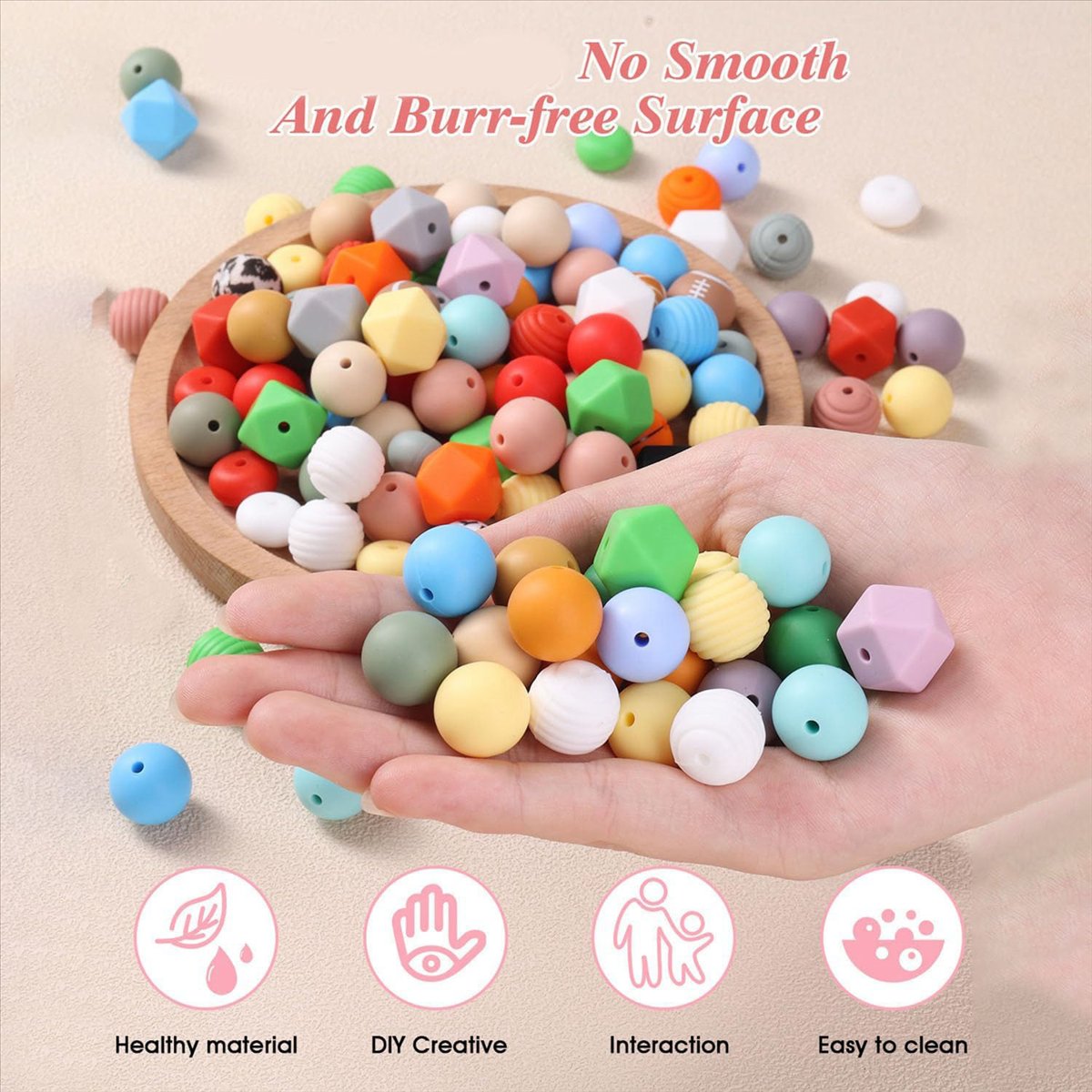 275 PCS 15MM Silicone Beads for Keychain Making Kit, Multiple Styles and Shapes Silicone Beads Bulk Rubber Beads