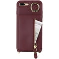 thumbnail image 5 of iPhone 7 Plus/8 Plus Case with Card Holder for Women, iPhone 7 Plus/8 Plus Phone Case Wallet with Strap Credit Card Slots Crossbody with Kickstand Zipper Case - Red Wine, 5 of 12