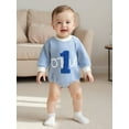 thumbnail image 6 of Miaouyo Newborn Baby Boy Striped Birthday Romper 6 12 18 Months Fashionable Number Embroidery Round Neck Long Sleeve Jumpsuits, 6 of 9