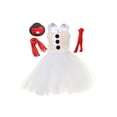 thumbnail image 2 of Gupgi Ensemble de 4 Pcs Robe Snowman pour Petite Fille, 2-12 Ans Robe en Tulle Blanche de Noël + Bas + Foulard + Mini Couvre-Chef, 2 of 9