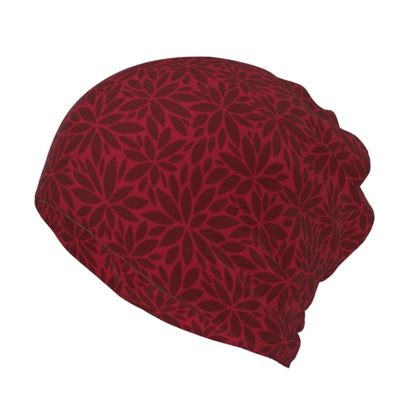 Vsdgher Burgundy Floral Slouchy Beanie Hat for Men/Women, Skull Cap Chemo Cap Night Sleeping Cap