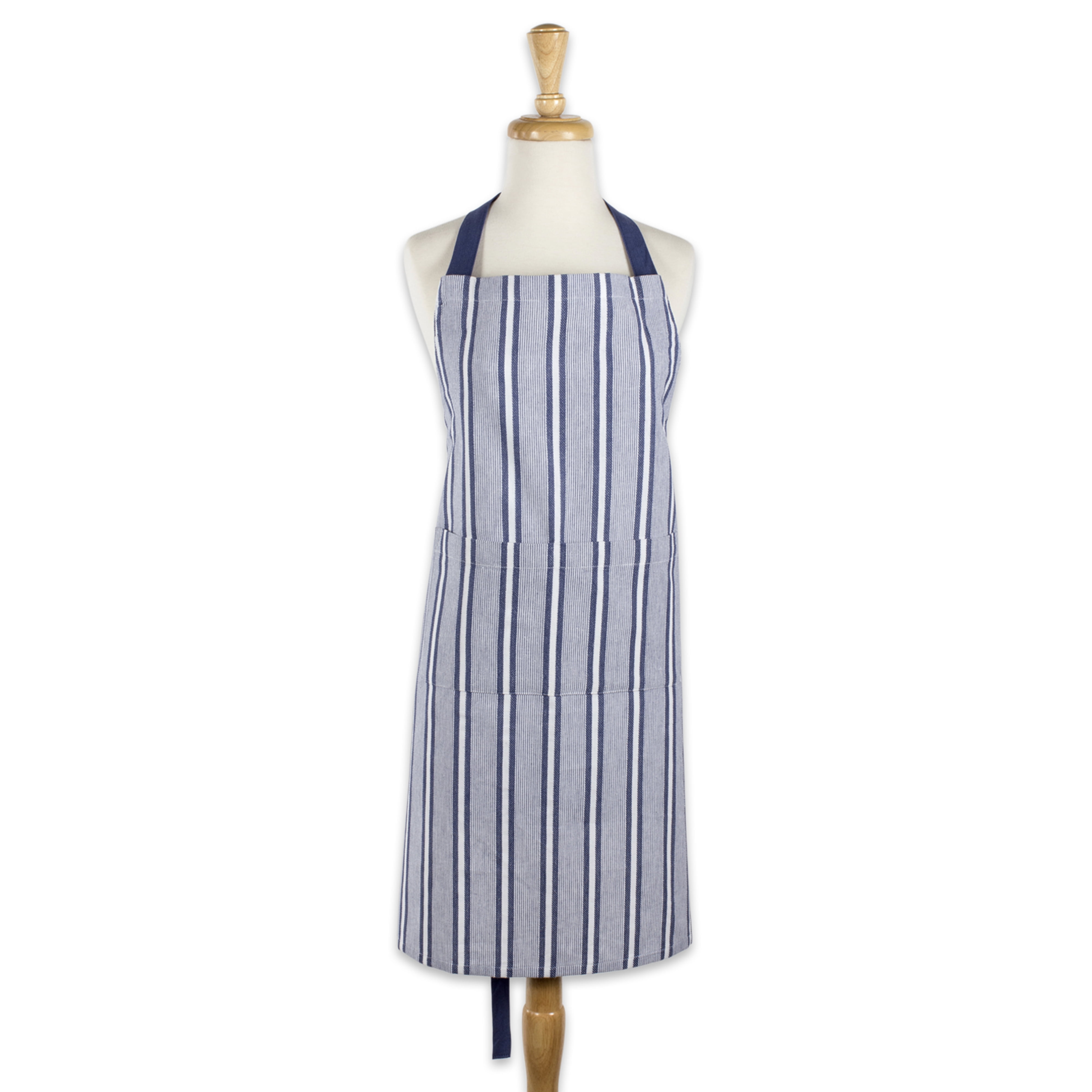 DII French Blue Chef Stripe Chef Apron, 32x28", 100 Cotton