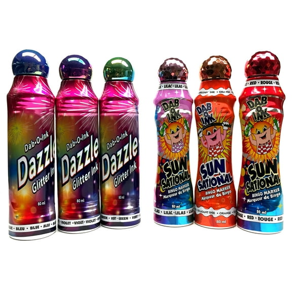 Juego Dab-O-Ink Dab-O-Ink 3 Dazzle Glitter y 3 Ultra Bright