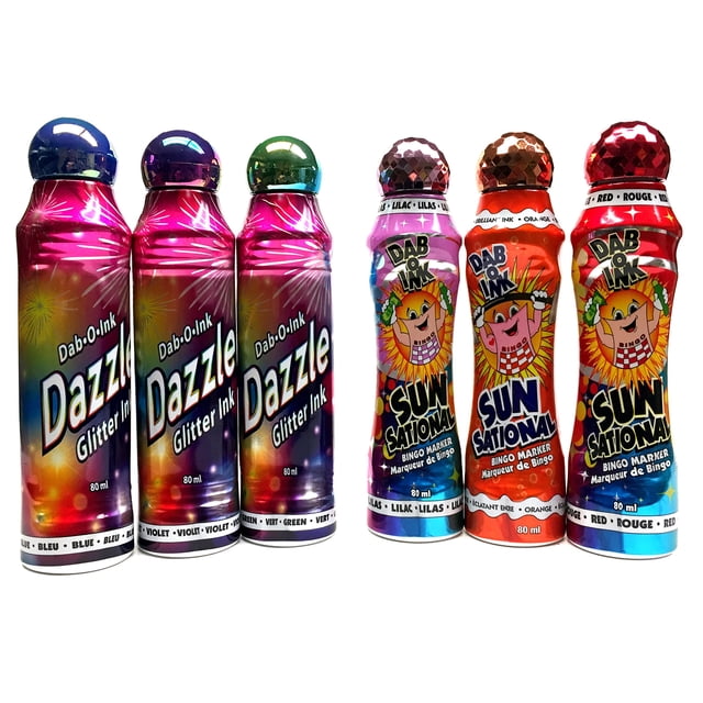 Juego Dab-O-Ink Dab-O-Ink 3 Dazzle Glitter y 3 Ultra Bright