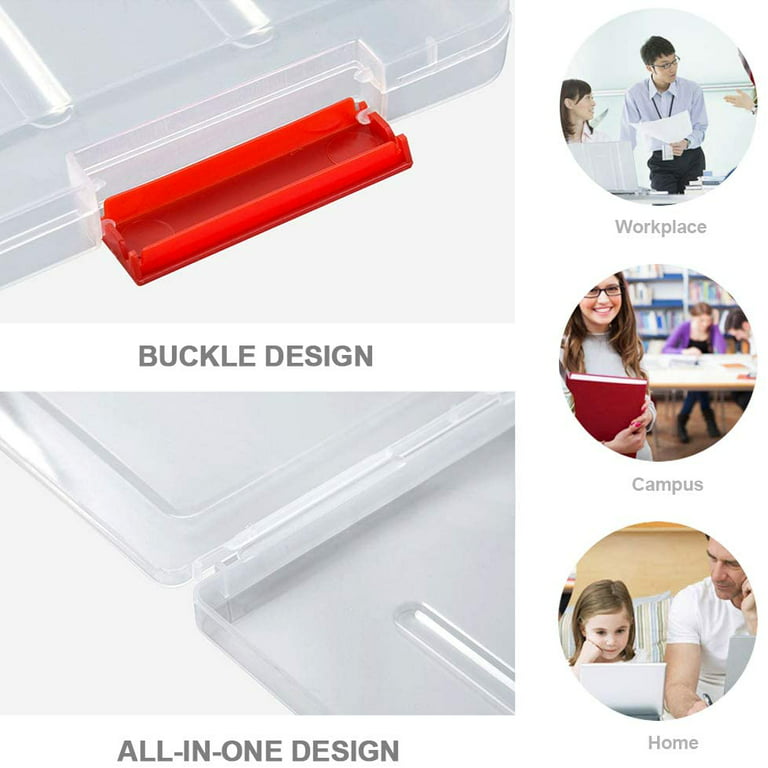 A4 File Storage Box Portable Project Case Clear Plastic Box 12 x 9Inch  Office Supplies Desk Organizer and Accessories Y3NC