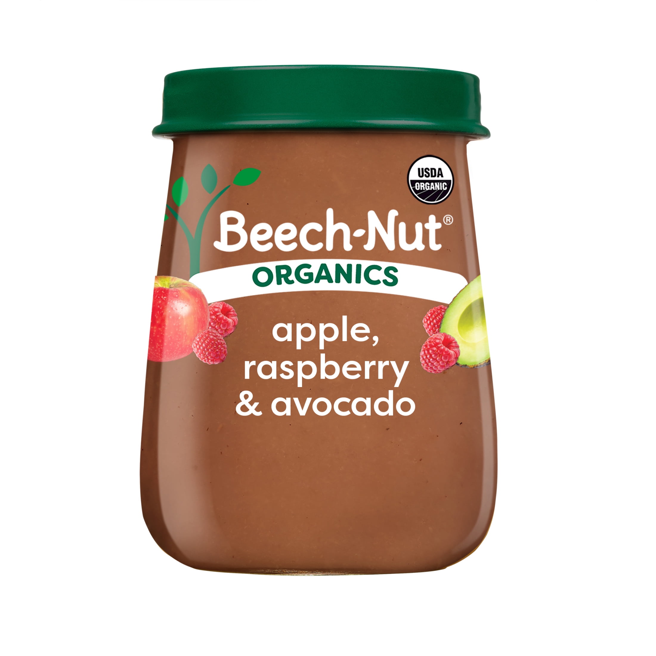 (3 pack) Beech-Nut Organics Stage 2 Organic Baby Food, Apple Raspberries & Avocado, 4oz Jar