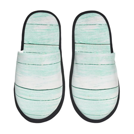 Balery Flowers And Turquoise Wooden Slient Indoor Furry Fleece Comfort House Shoes Soft Non-Slip Home Shoes Cotton slippers House Slippers-- Medium