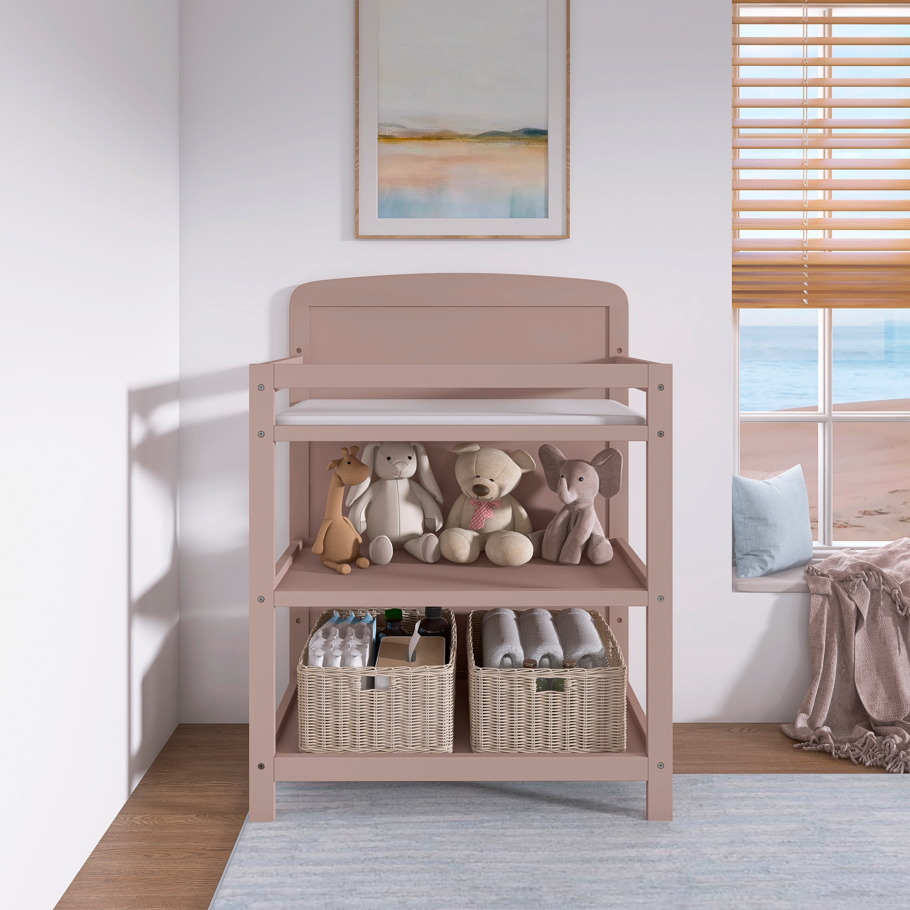 Dream On Me Anna 3-in-1 Convertible Crib with Changing Table Brown Sugar, Changing Pad Included, Converts from Baby Crib to Toddler Bed, Day Bed and Kids Sofa, 3 Adjustable Mattress Height Positions