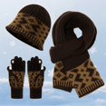 thumbnail image 2 of Krdevn 3Pcs Winter Knit Hat Scarf Touch Screen Gloves Set, Thermal Warm Snowflake Print Beanie Neck Wrap Gloves Kit for Men Women,Coffee, 2 of 6