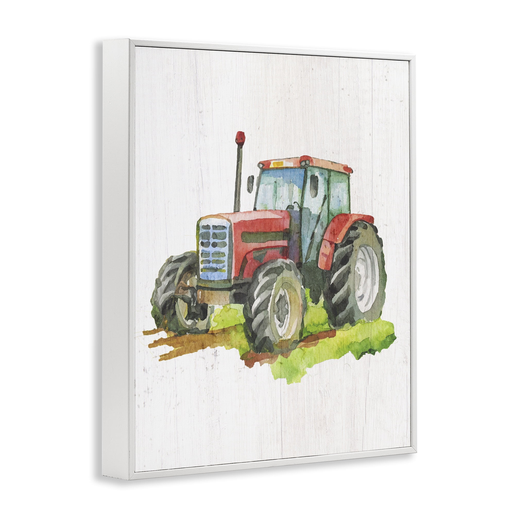Stupell Industries Detailed Country Tractor Transportation Painting White Framed Art Print Wall Art, 24 x 30