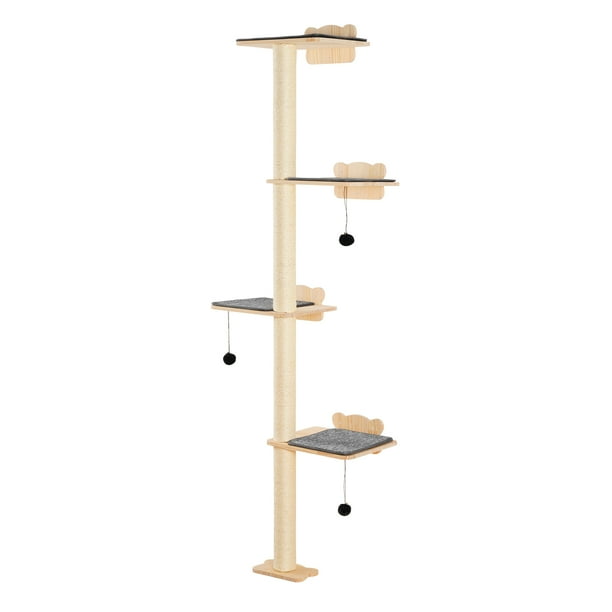 Estantes para gatos montados en la pared VEVOR con plataforma en forma de árbol color natural
