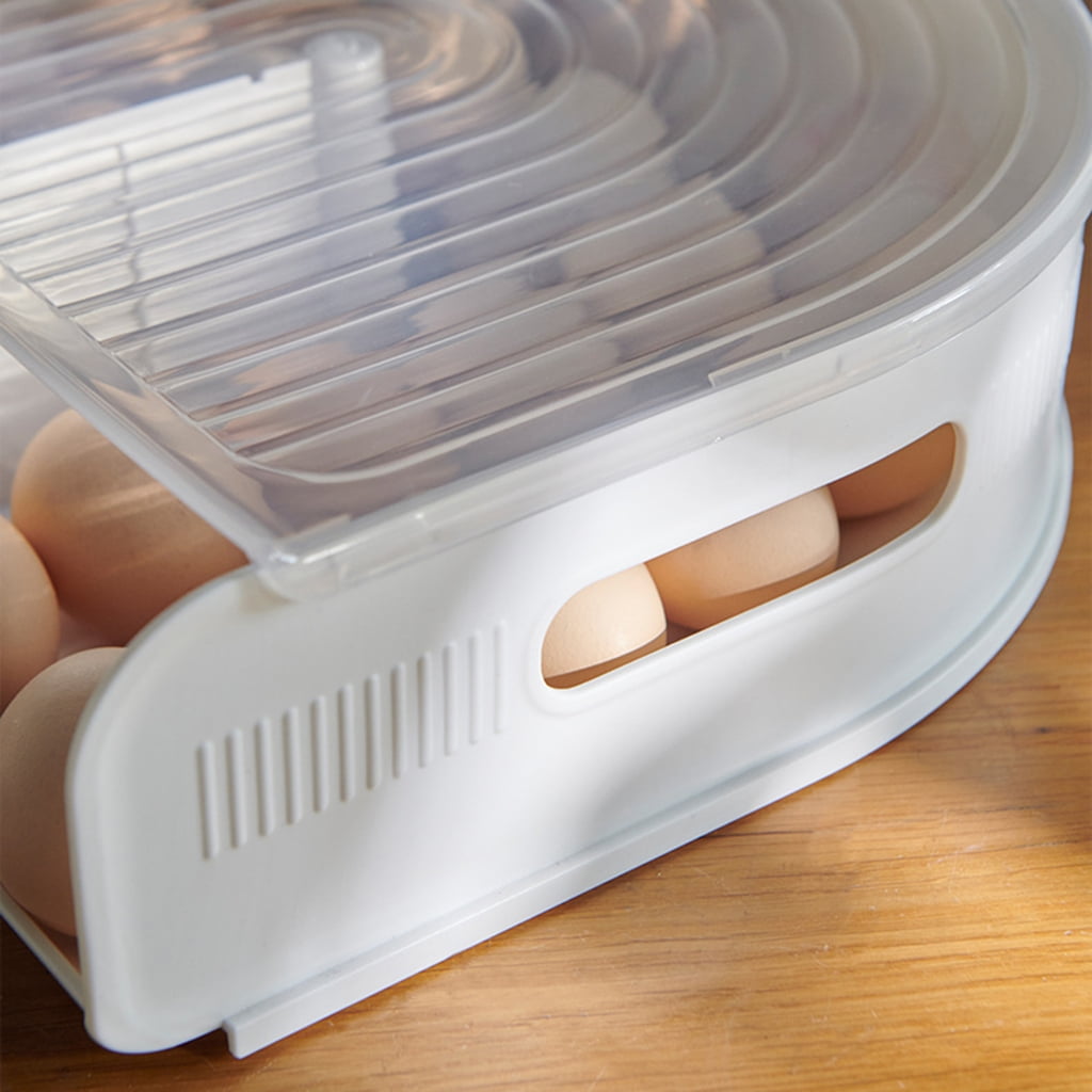 Stackable Rolling Eggs Container Double Layer U Type Space Efficient Kitchen Organizers Sturdy PP Materials