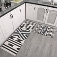 thumbnail image 2 of Boho Black and White Diamond Central Ethnic Pattern Kitchen Rugs Sets Of 2,Anti Fatigue Kitchen Mat Rugs Non Slip Washable,Decorative Kitchen Floor Mats for Kitchen,Sink,Laundry,17"x30"+17"x47", 2 of 7