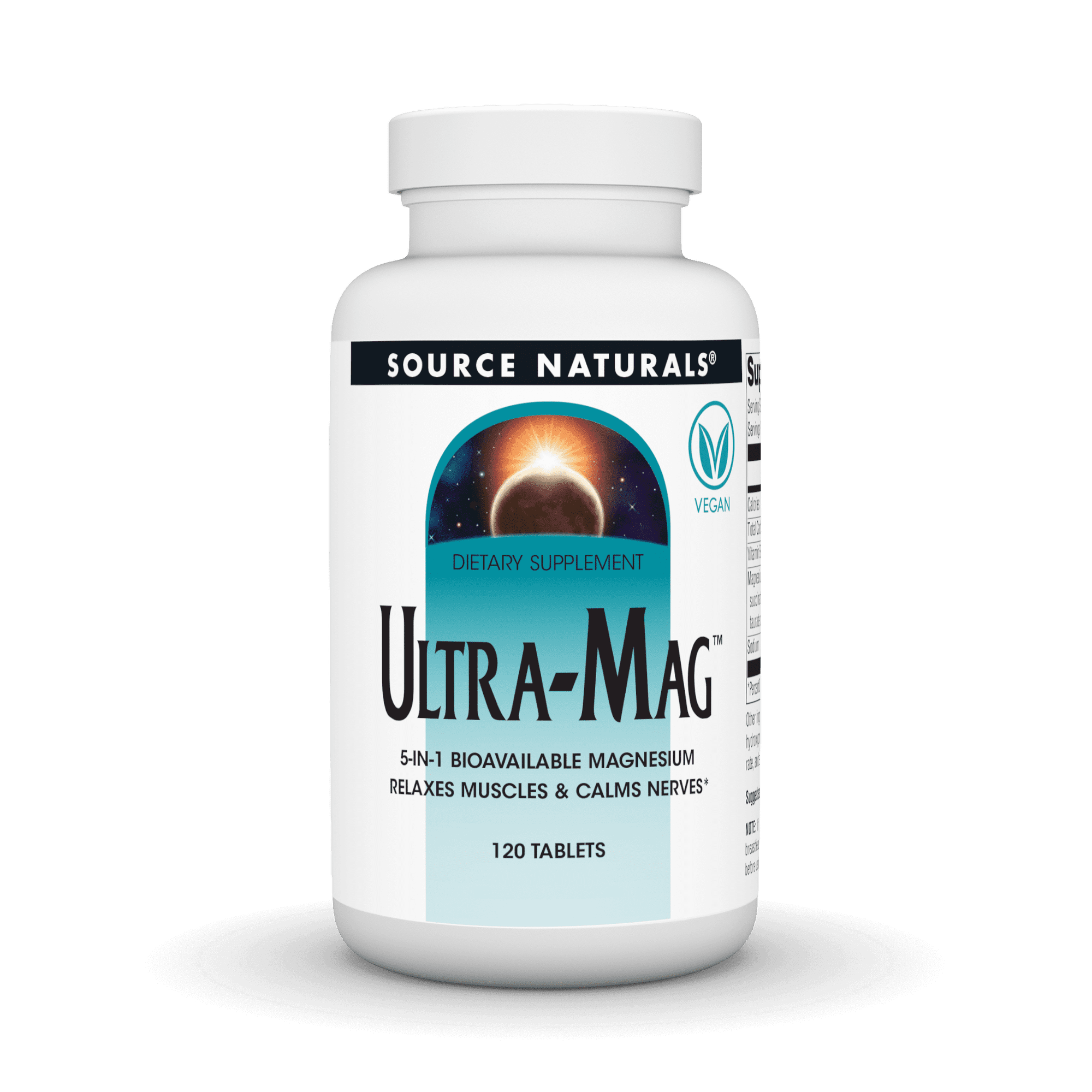 Source Naturals Ultra-Mag, 5 IN 1 -Bioavailable Magnesium, Maintains Muscle & Nerve Function* - 120 Vegan Tablets