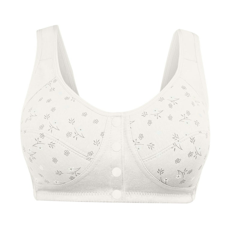 Front Button Bra for the Elderly Front Closure Everyday Sports Bras Comfort  Wireless Cotton Bras Full Coverage Bras for Women Comfortable Breathable