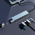thumbnail image 1 of MORESEC under $5 Type C Hub Docking Station8 in 1 Adapter with HDMI 4K PD 100W Charging, USB 3.0 RJ45 Ethernet SD TF Card Reader, for Laptop Tablet Phone, 1 of 9