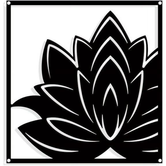 Lotus Metal Wall Art Decor Matte Style Wall Hanging Decor Silhouette Wall Art for Home Garden Hotel Office Wall Festival Decoration Gift