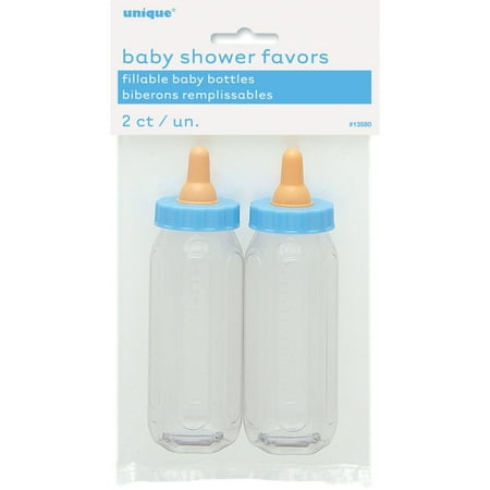 Fillable Plastic Baby Bottle Baby Shower Favors 5 In Blue 2ct