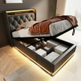 thumbnail image 5 of Twin size Upholstered bed, 360 surround LED function, Buttons/Apps/Remote Control, hydraulic storage bed with USB Type-C charging, Black, PU (Without mattress), 5 of 27