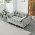 thumbnail image 2 of CQSXDA 3 In 1 Convertible Sleep Sofa Bed, Modern Velvet Design Small Love Seat With Pockets And Cushions For , Gray, 2 of 10