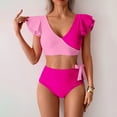 thumbnail image 5 of MSJUHEG Spaghetti Straps Swimsuit,Summer Swimsuit,Crisscross Tie Back Bathing Suit,Bathing Suits for Women,2 Piece Bikini Set,Tie Back Bathing Suit,Tummy Control Bikini for Women Pink XL, 5 of 7