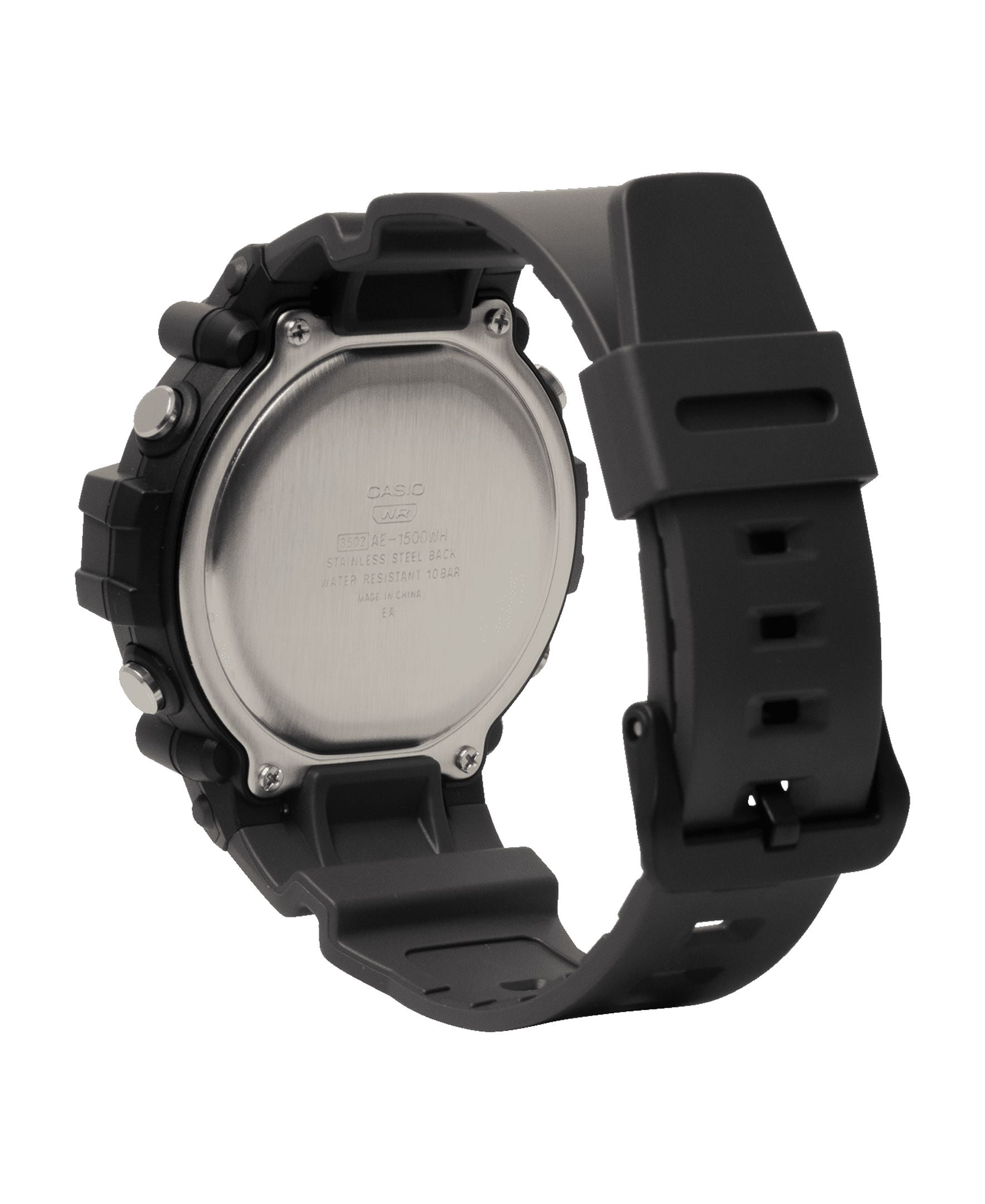 CASIO BRIGHT COLOR LCD LARGE DIGITAL RESIN BLACK 100M WR AE1500WHC-1AVKC