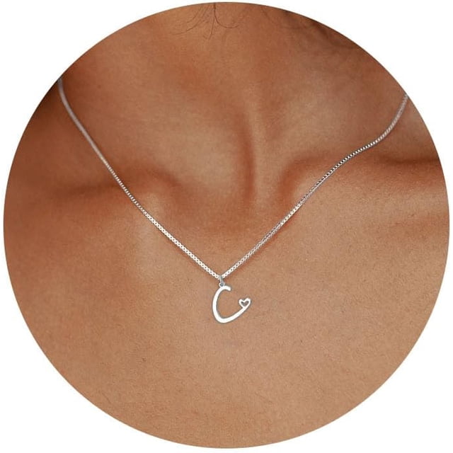 Collares con iniciales, elegante collar de plata esterlina con dije de inicial, para mujer, regalos de San Valentín