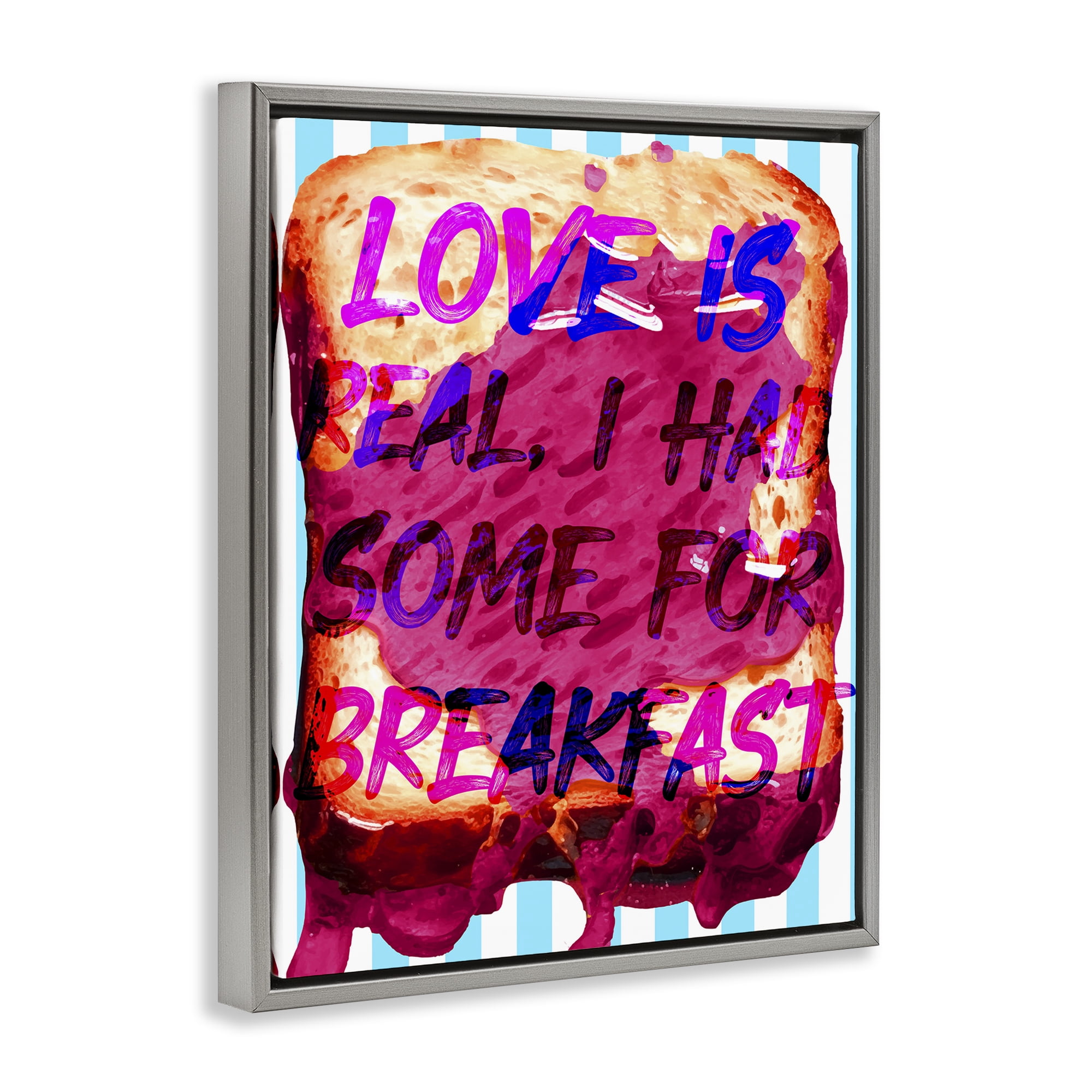 Stupell Industries Love Is Real Breakfast Food & Beverage Painting Gray Floater Framed Art Print Wall Art, 25 x 31