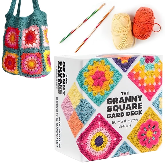 TUWAFE Granny Square Crochet Card Deck, 50 Pcs Mix and Match Designs for Knitting Crochet Board Craft Lovers, Creative Crochet Design Tool for Visual Learners (A)