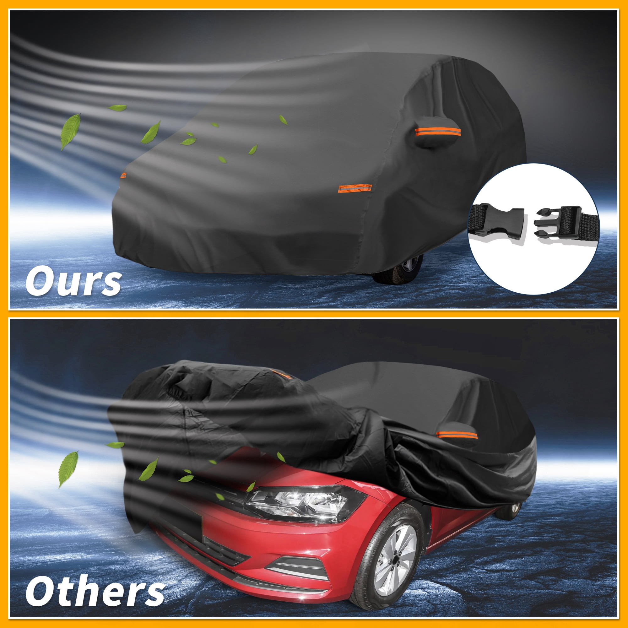 Unique Bargains Car Cover for Volkswagen Polo Hatchback 190T-PU with Right Zipper
