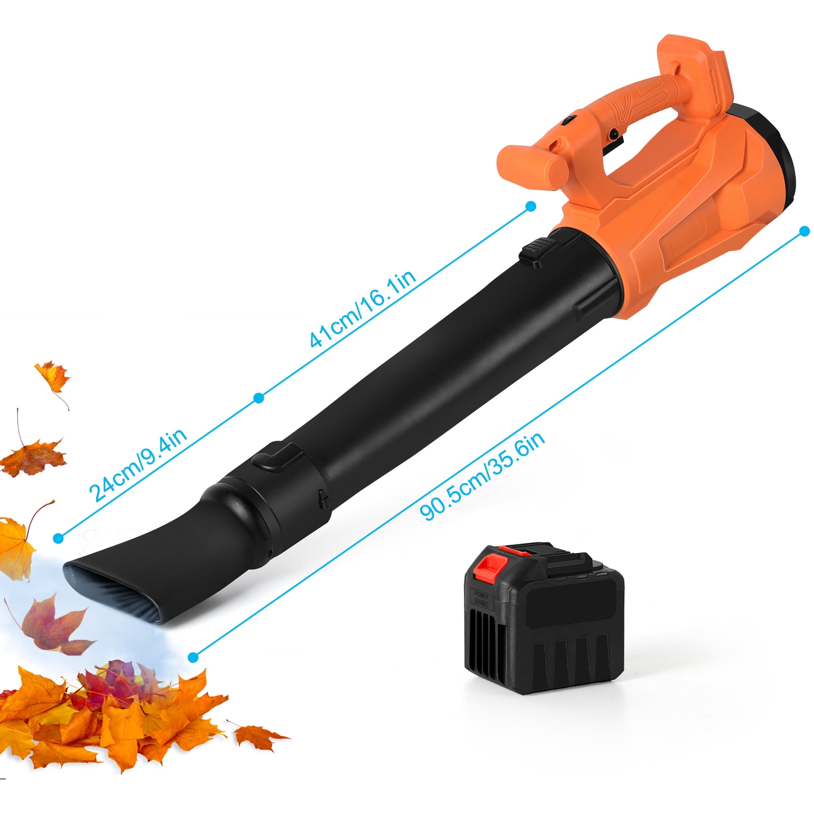 24V Cordless Leaf Blower 540 CFM 12000rpm 6 Speeds Battery Fast Charger Orange Lawn Care