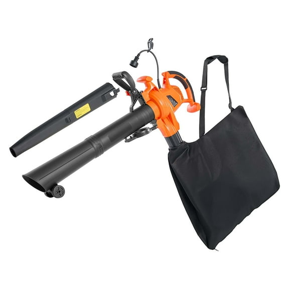 KFFKFF Electric Leaf Blower, 12 Amp Motor, 250 MPH, 400 CFM, 3-in-1 Handheld Blower, Vacuum, and Mulcher for Lawn Maintenance, 2-Speed Lightweight Design with Collection Bag and Wheeled Base