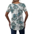 thumbnail image 4 of FOLUNSI Casual Floral Henley Shirt Knit - V-Neck Short Sleeve Blouse - M-4X, 4 of 6