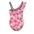 thumbnail image 5 of Uorisanigo One Piece Swimsuits for Girls Pink Strawberry Swimwear Bathing Suit Ruffle Halter Quick Dry Sport Summer Beach Swimwear, Size 9-10, 5 of 7