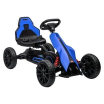 Aosom Kids Pedal Go Kart, Outdoor Ride on Toy with Adjustable Seat, Axle, Handbrake, 4 Non-Slip Wheels for Boys and Girls Aged 3-8 Years Old, Blue