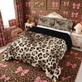 thumbnail image 3 of Meiyoeat Retro Leopard Print King Size Comforter Sets 3pcs, Furry Animal Pattern Comforters King Size, Beige Brown,Black Reversible, 3 of 6