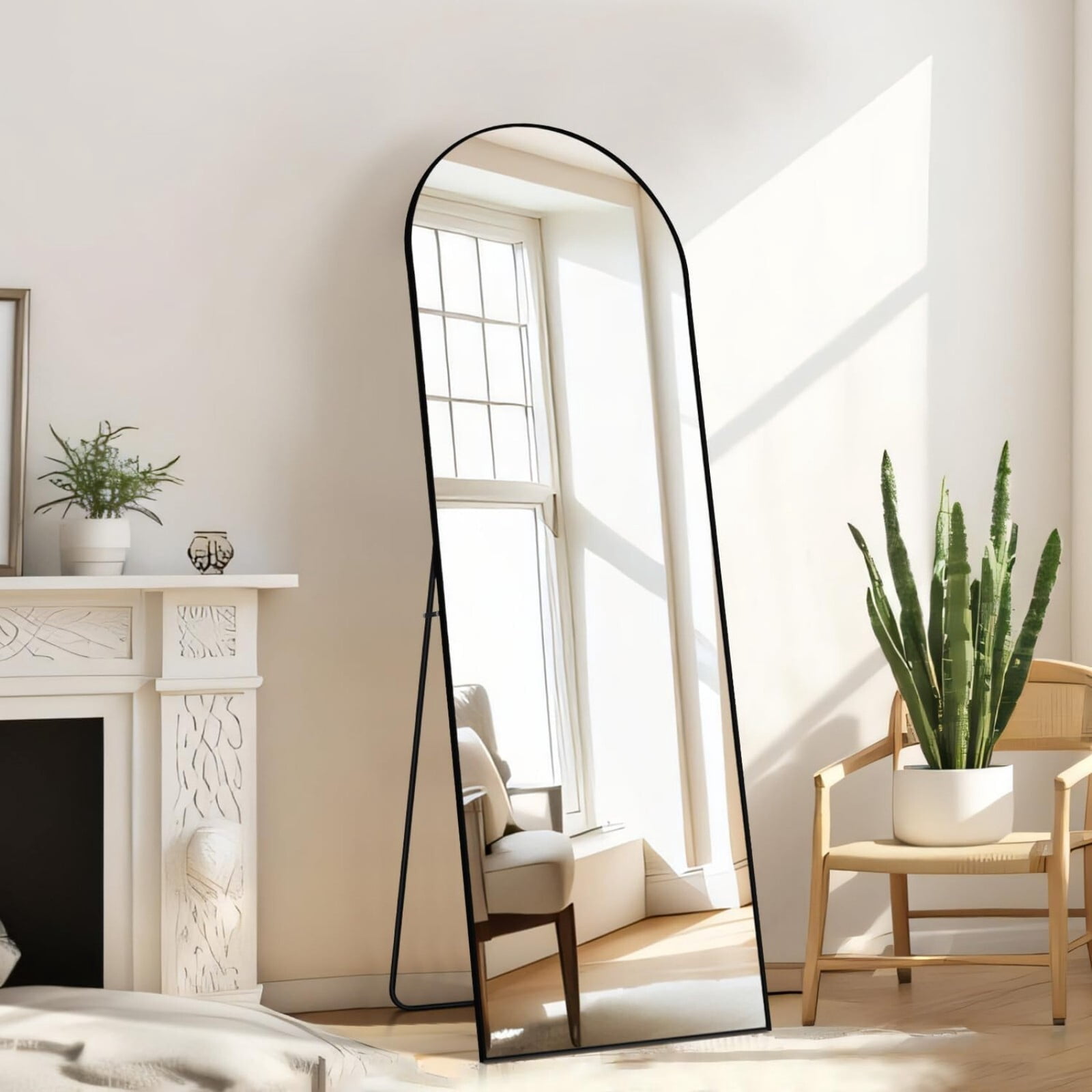 Gleamira 59"x16" Arch Full Length Mirror Floor Mirror Free Standing Mirror with Metal Frame, Black