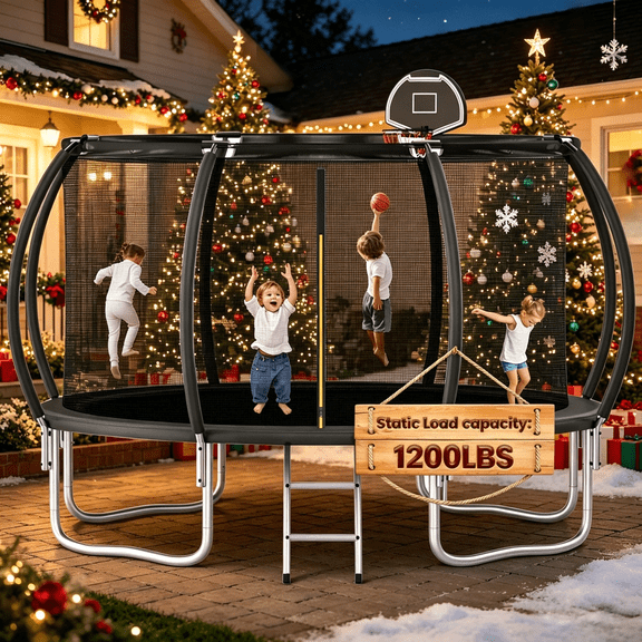 Shengchao Trade 1200LBS 12ft Heavy Duty Outdoor Trampoline for 3-5 Kids and Adults,Backyard Trampoline with Enclosure Net and Ladder, Jumping Trampoline Capacity for Boys and Girls Birthday Gift