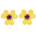 thumbnail image 4 of 18K Gold Over Brass Floral - African Amethyst Stud Earrings Jewelry EM-1277 TGE1021_B, 4 of 6