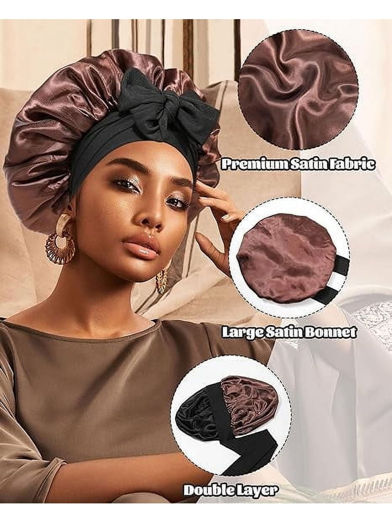 Double Layer Satin Bonnet for Sleeping Soft Non-Slip Hair Protection Amazon.com: YANIBEST Adjustable Satin Bonnet for Sleeping  main image 4