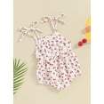 thumbnail image 3 of Bslissey 3M 6M 9M 12M Infant Girls Sleeveless Romper Baby Girl Cherry/Carrot Print Tie-up Strap Bowknot Jumpsuit Newborn Cute Cotton Linen Bodysuit Summer Clothes, 3 of 8