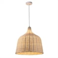 thumbnail image 1 of Lámpara colgante de mimbre tejida a mano con bambú y bambú para interiores, estilo retro, redonda, de madera y ratán., 1 of 5