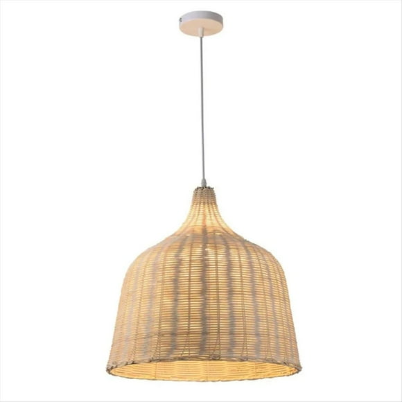 Lámpara colgante de mimbre tejida a mano con bambú y bambú para interiores, estilo retro, redonda, de madera y ratán.