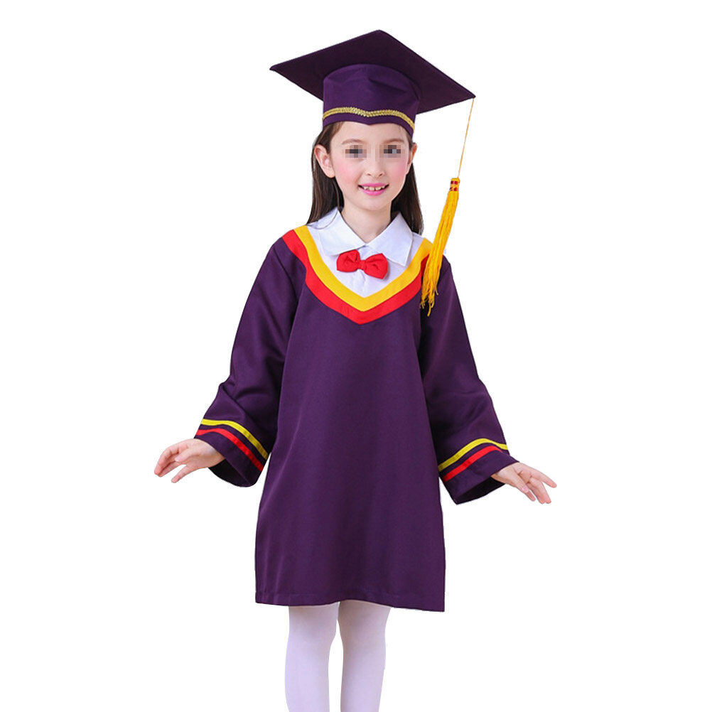 Kids Graduation Gown Doctoral Sets School Uniforms Graduation PhD Cloak