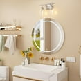 thumbnail image 2 of Homechoose Bathroom Light Fixtures,2-Light Bathroom Vanity Light Fixtures,Clear Glass Shade,Bathroom Lights Over Mirror,Brushed Nickel Vanity Lights for Bathroom,Wall Light Fixtures for Bathroom, 2 of 9