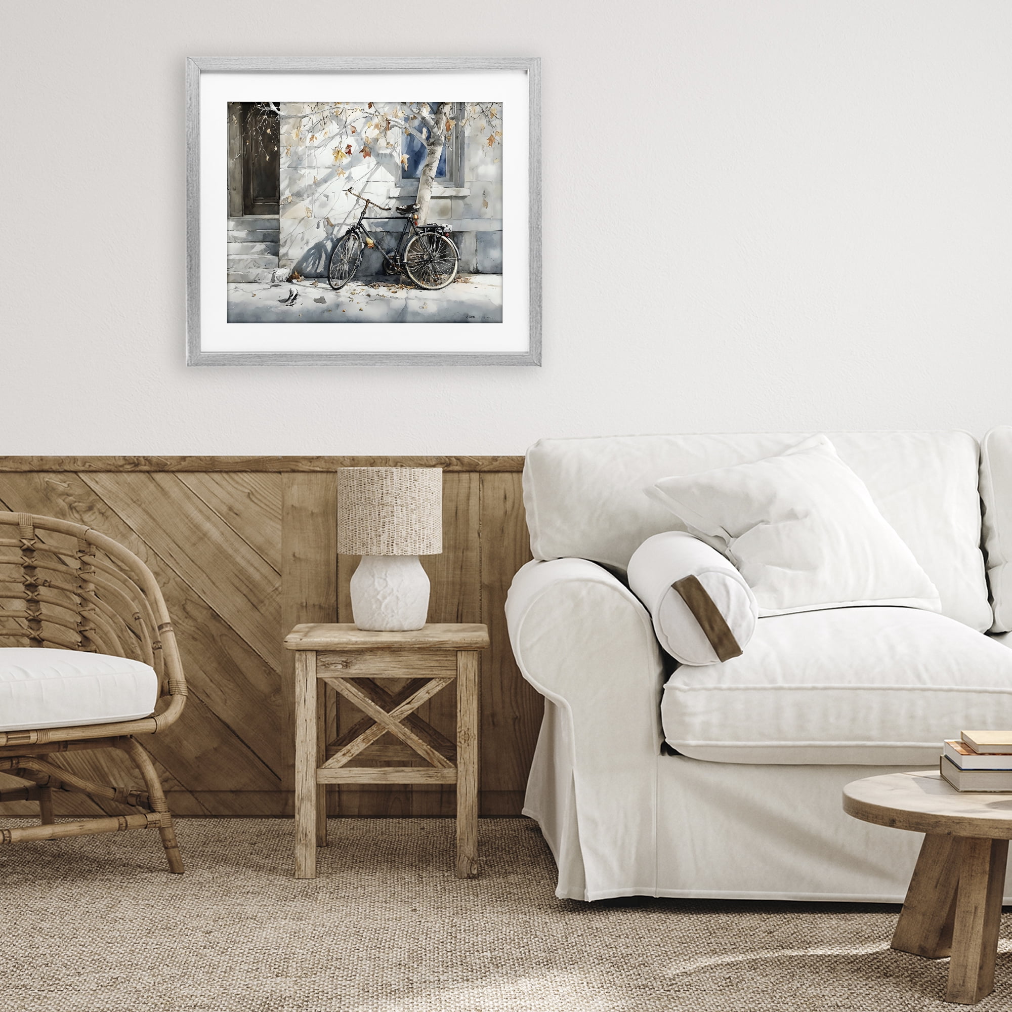 Stupell Industries Autumn Ride on Quiet Street Gray Framed Print Under Glass, design by Franklyn Gregory